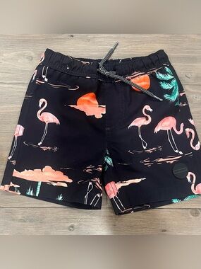 Black Flamingo Print Swim Shorts size 4 years